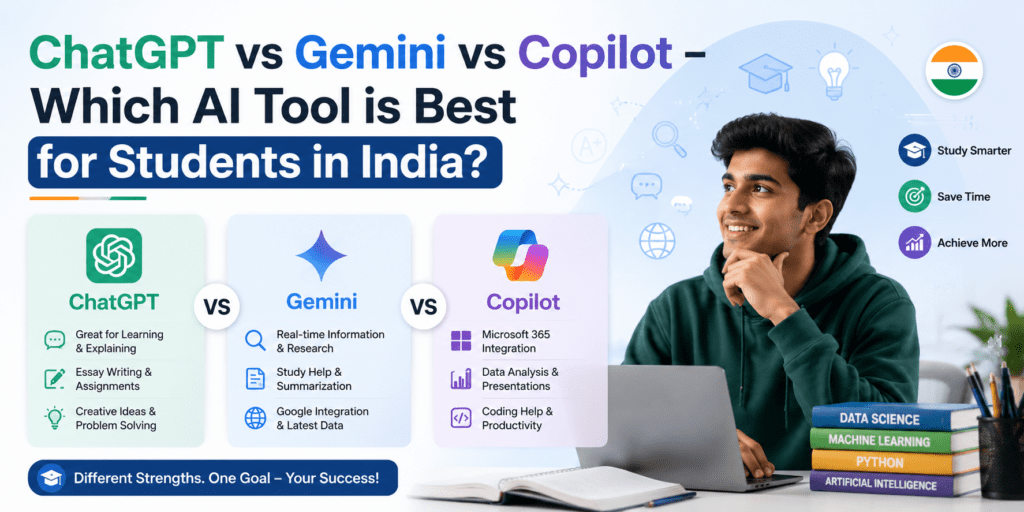 ChatGPT vs Gemini vs Copilot – Which AI Tool is Best for Students in India