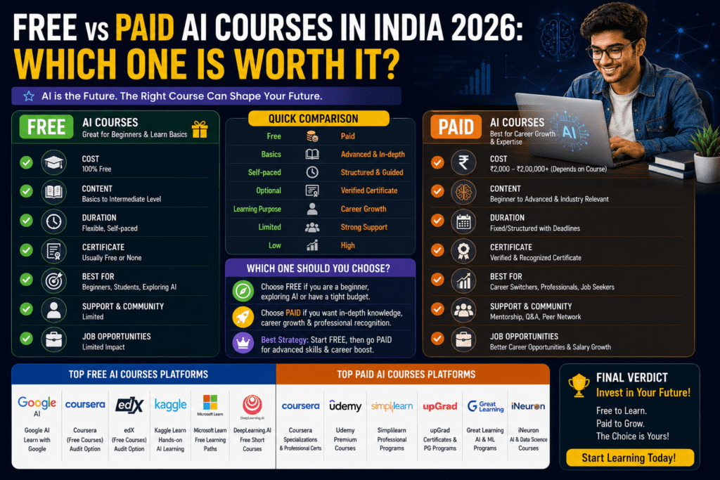 Free vs Paid AI Courses in India 2026 Which One is Worth It