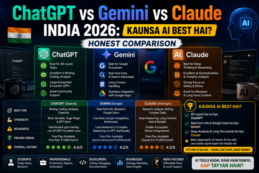 Edit AI chatbot comparison ChatGPT vs Gemini vs Claude